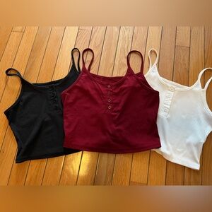 Set of 3 ribbed crop tank tops